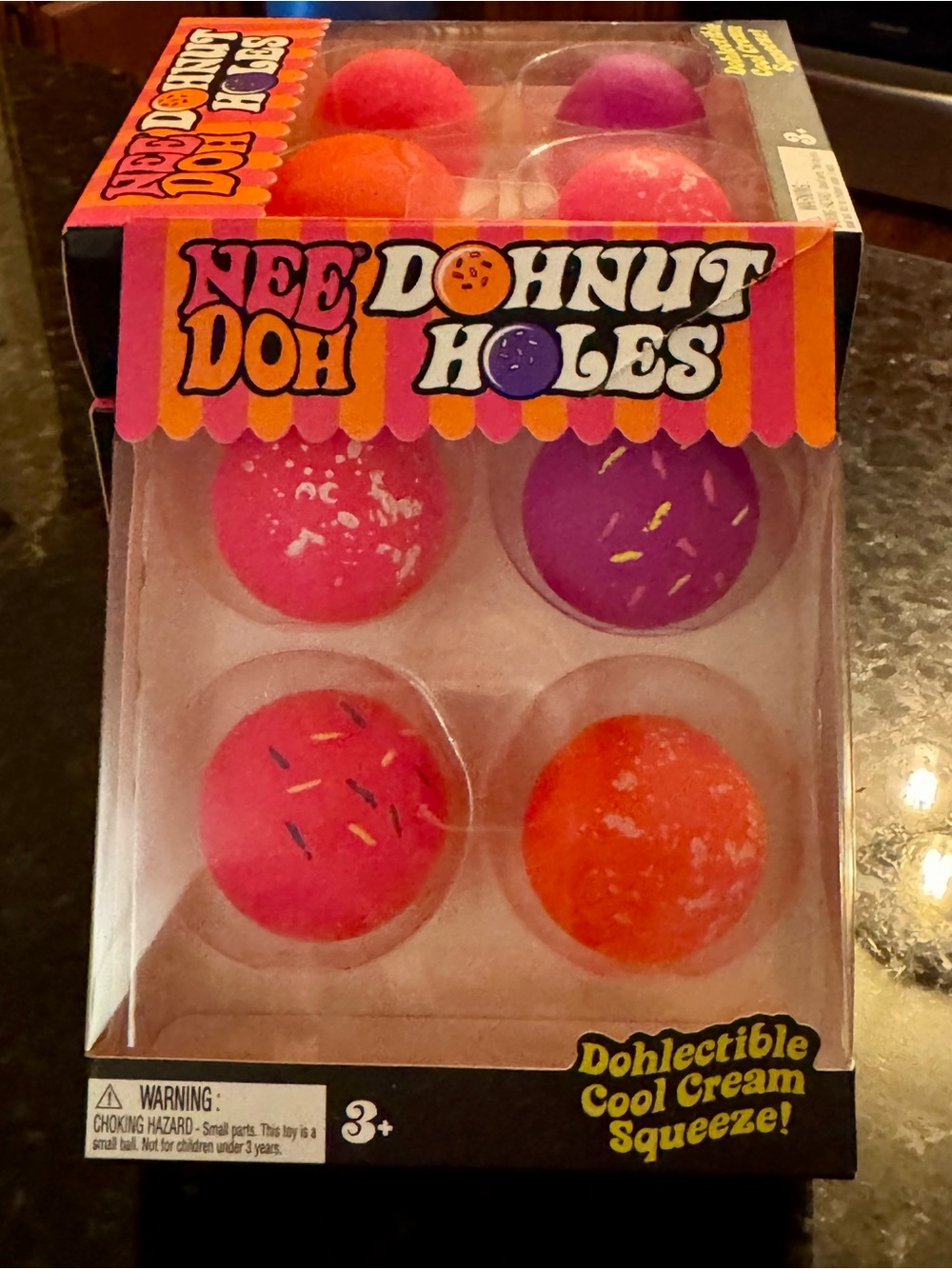 Needoh Doh Nut Holes Kids Squeeze Toy - Pink, Purple & Orange